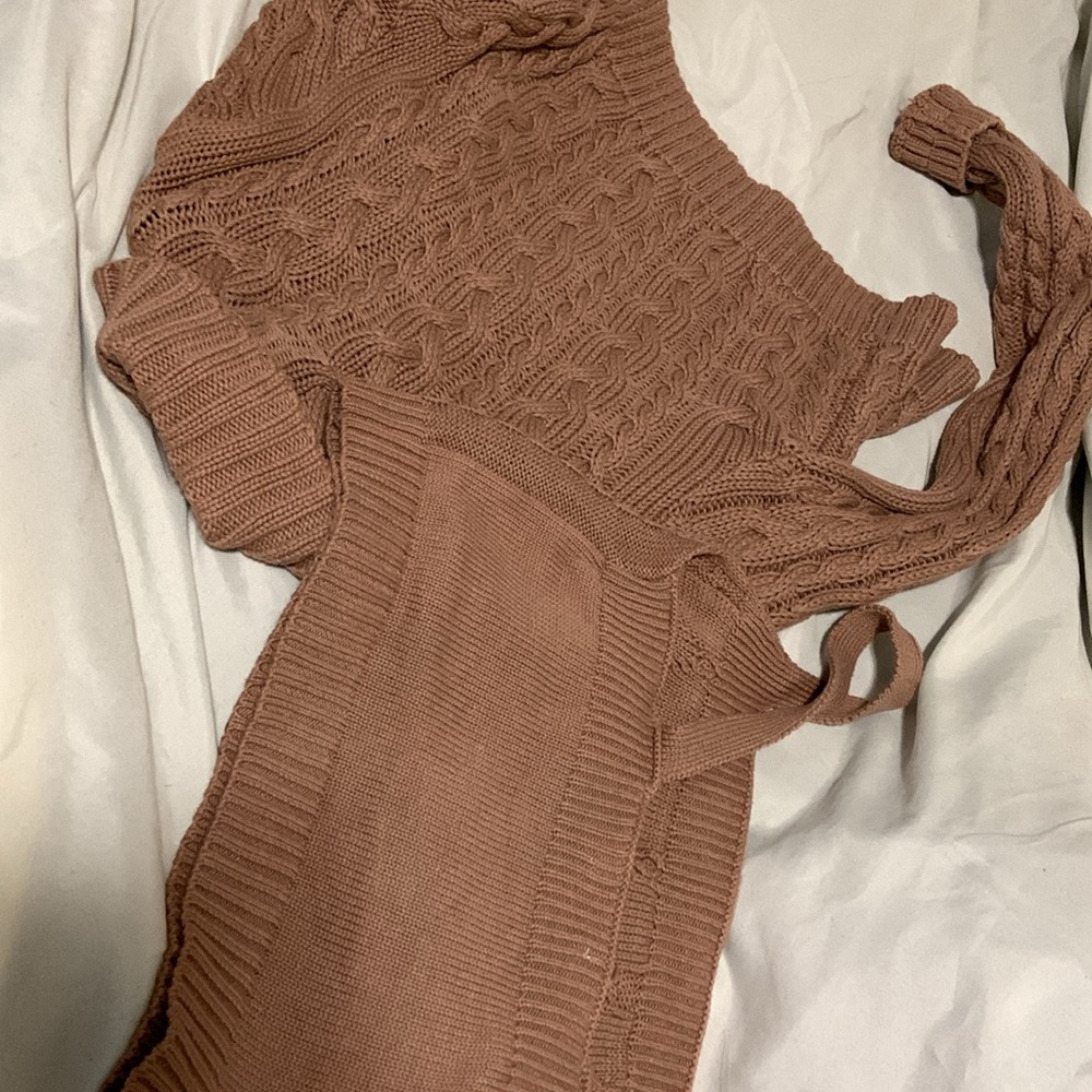 Ardene cable polo cardigan and ultra cropped cable tank top in  brown xs/s NWOT - Picture 8 of 8